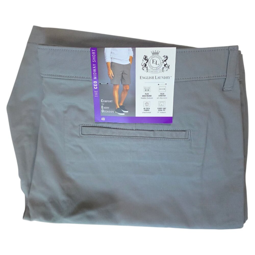 English Laundry CEO Midway Flex Stretch Shorts 9" Inseam Men's Size 40 Gray - Picture 5 of 8